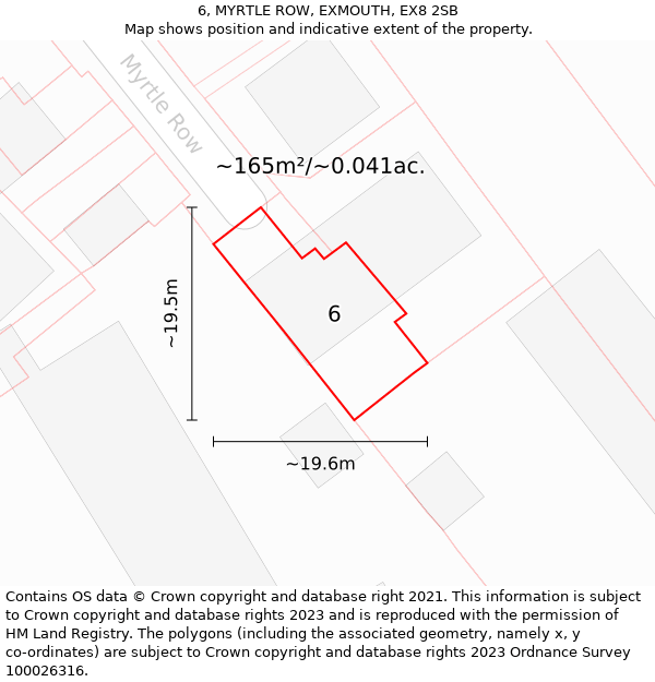 6, MYRTLE ROW, EXMOUTH, EX8 2SB: Plot and title map