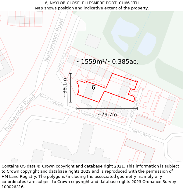 6, NAYLOR CLOSE, ELLESMERE PORT, CH66 1TH: Plot and title map