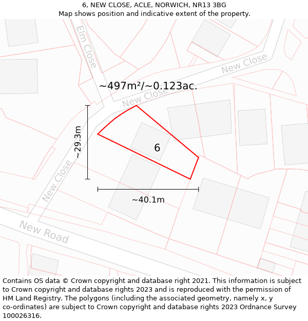 6, NEW CLOSE, ACLE, NORWICH, NR13 3BG: Plot and title map