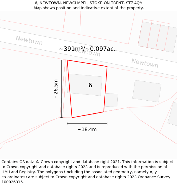 6, NEWTOWN, NEWCHAPEL, STOKE-ON-TRENT, ST7 4QA: Plot and title map