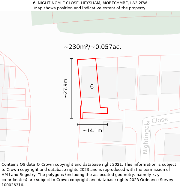 6, NIGHTINGALE CLOSE, HEYSHAM, MORECAMBE, LA3 2FW: Plot and title map