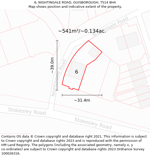 6, NIGHTINGALE ROAD, GUISBOROUGH, TS14 8HA: Plot and title map