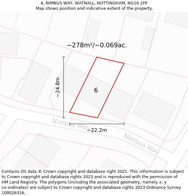 6, NIMBUS WAY, WATNALL, NOTTINGHAM, NG16 1FP: Plot and title map