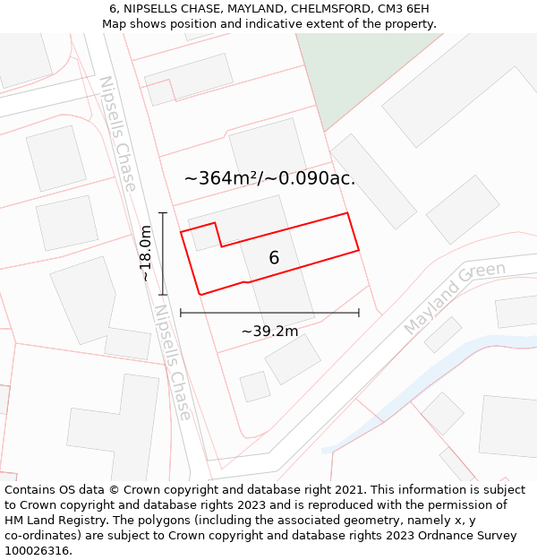 6, NIPSELLS CHASE, MAYLAND, CHELMSFORD, CM3 6EH: Plot and title map