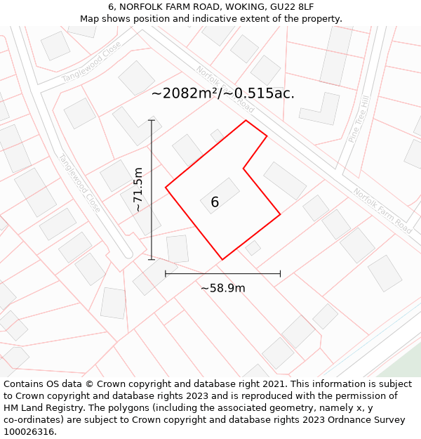 6, NORFOLK FARM ROAD, WOKING, GU22 8LF: Plot and title map