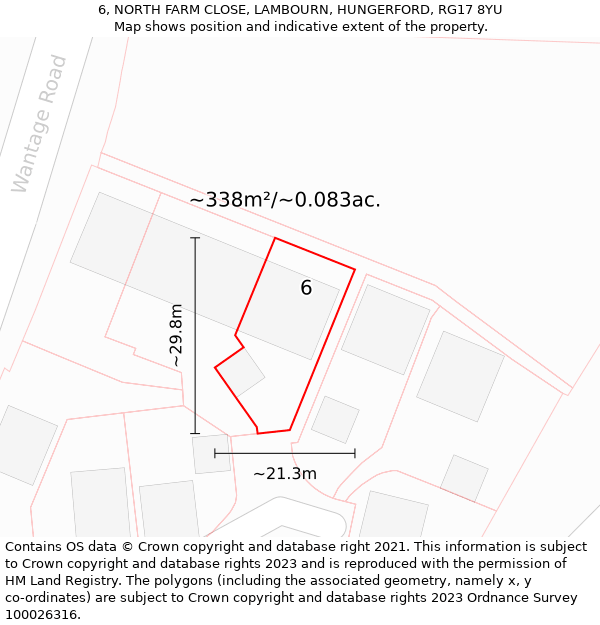 6, NORTH FARM CLOSE, LAMBOURN, HUNGERFORD, RG17 8YU: Plot and title map