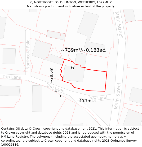 6, NORTHCOTE FOLD, LINTON, WETHERBY, LS22 4UZ: Plot and title map