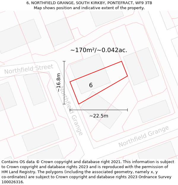 6, NORTHFIELD GRANGE, SOUTH KIRKBY, PONTEFRACT, WF9 3TB: Plot and title map