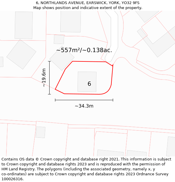 6, NORTHLANDS AVENUE, EARSWICK, YORK, YO32 9FS: Plot and title map