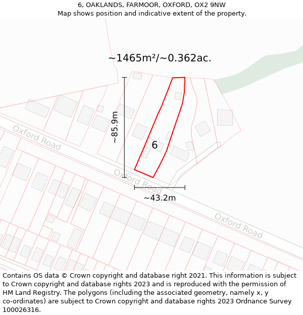 6, OAKLANDS, FARMOOR, OXFORD, OX2 9NW: Plot and title map