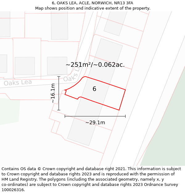 6, OAKS LEA, ACLE, NORWICH, NR13 3FA: Plot and title map