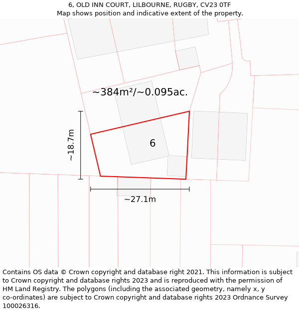 6, OLD INN COURT, LILBOURNE, RUGBY, CV23 0TF: Plot and title map