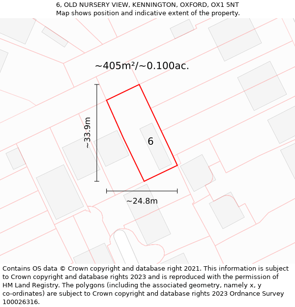 6, OLD NURSERY VIEW, KENNINGTON, OXFORD, OX1 5NT: Plot and title map