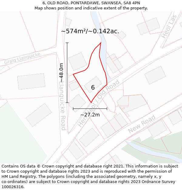 6, OLD ROAD, PONTARDAWE, SWANSEA, SA8 4PN: Plot and title map