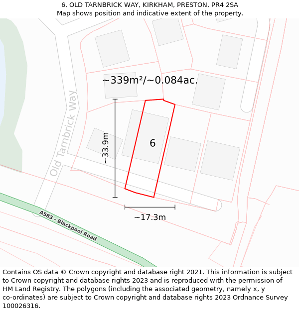 6, OLD TARNBRICK WAY, KIRKHAM, PRESTON, PR4 2SA: Plot and title map