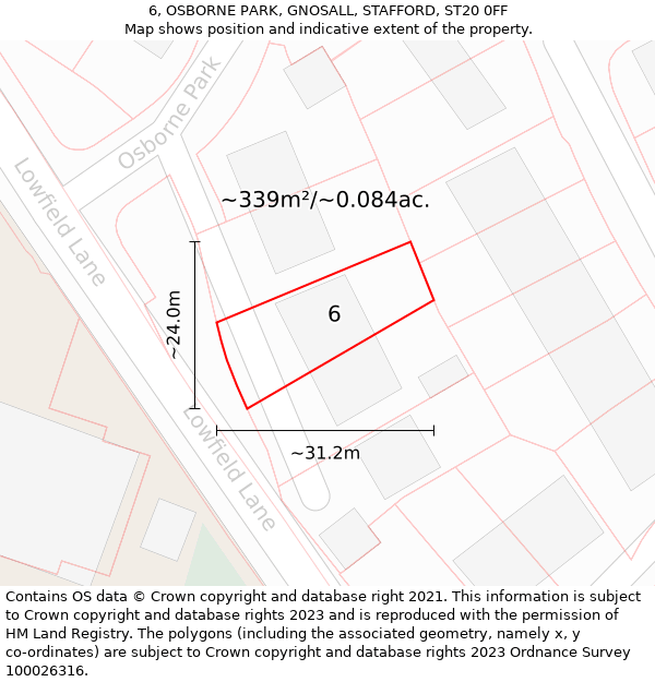 6, OSBORNE PARK, GNOSALL, STAFFORD, ST20 0FF: Plot and title map