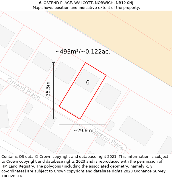 6, OSTEND PLACE, WALCOTT, NORWICH, NR12 0NJ: Plot and title map