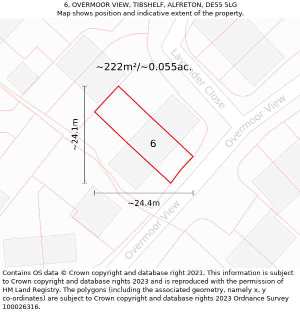 6, OVERMOOR VIEW, TIBSHELF, ALFRETON, DE55 5LG: Plot and title map