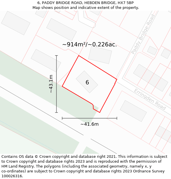 6, PADDY BRIDGE ROAD, HEBDEN BRIDGE, HX7 5BP: Plot and title map