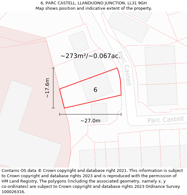 6, PARC CASTELL, LLANDUDNO JUNCTION, LL31 9GH: Plot and title map