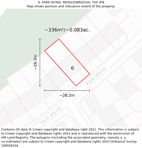 6, PARK WYND, MIDDLESBROUGH, TS4 3FB: Plot and title map