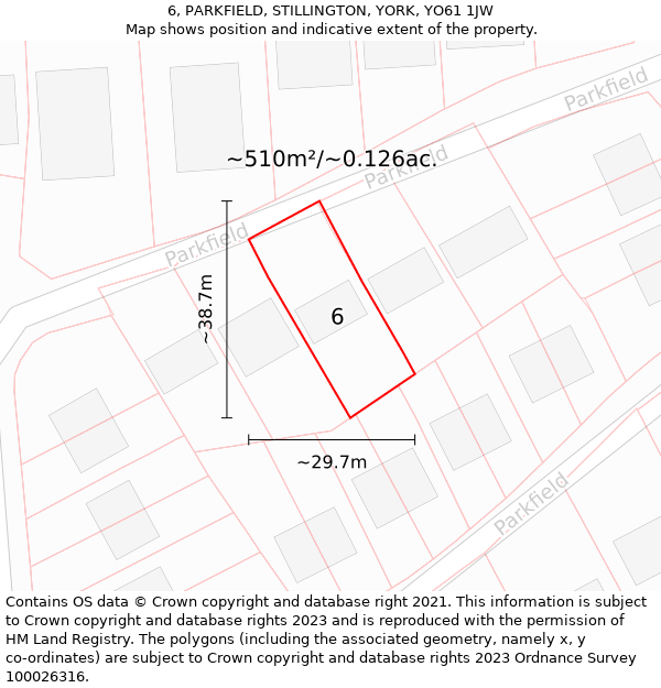 6, PARKFIELD, STILLINGTON, YORK, YO61 1JW: Plot and title map