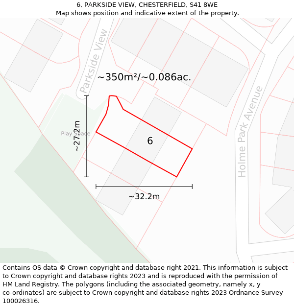 6, PARKSIDE VIEW, CHESTERFIELD, S41 8WE: Plot and title map