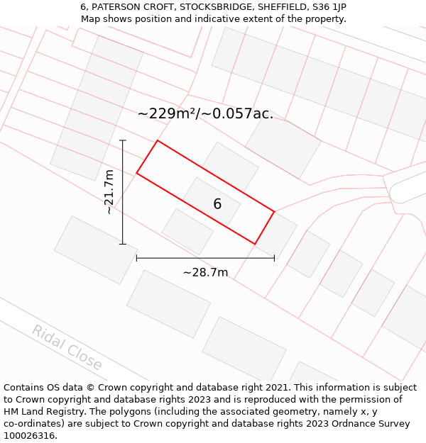 6, PATERSON CROFT, STOCKSBRIDGE, SHEFFIELD, S36 1JP: Plot and title map