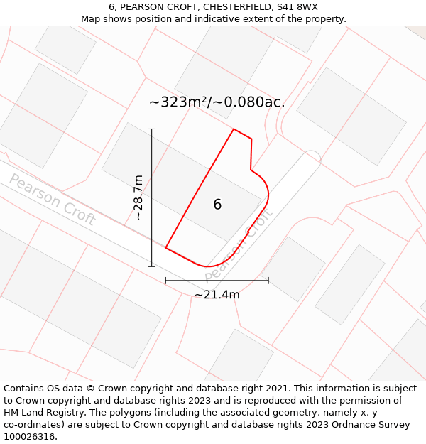 6, PEARSON CROFT, CHESTERFIELD, S41 8WX: Plot and title map