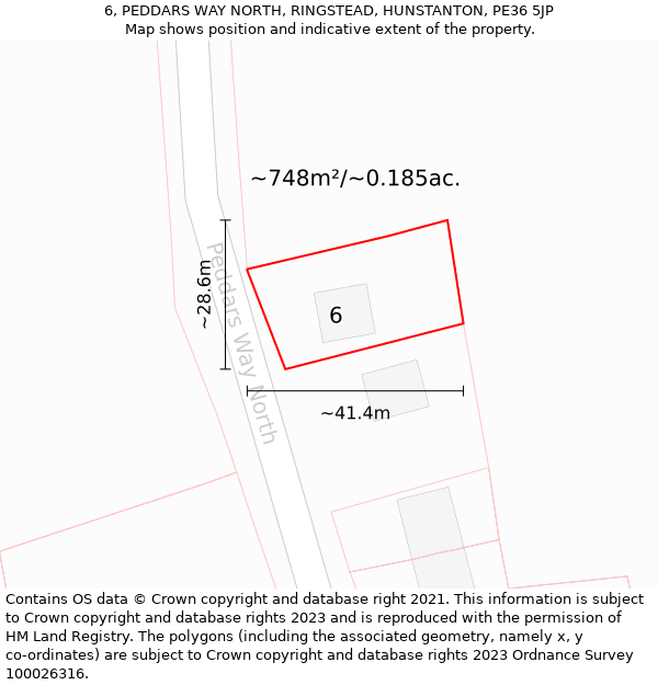 6, PEDDARS WAY NORTH, RINGSTEAD, HUNSTANTON, PE36 5JP: Plot and title map