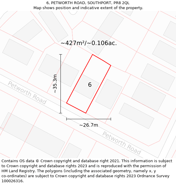 6, PETWORTH ROAD, SOUTHPORT, PR8 2QL: Plot and title map