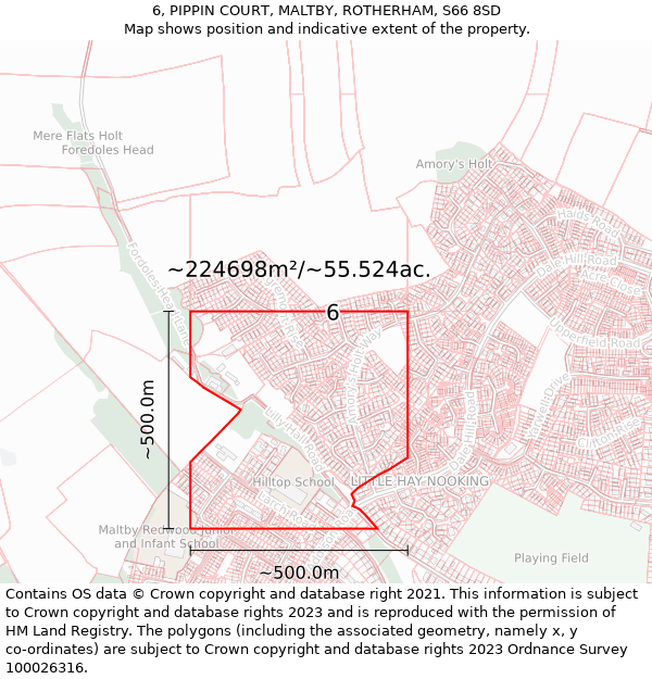 6, PIPPIN COURT, MALTBY, ROTHERHAM, S66 8SD: Plot and title map