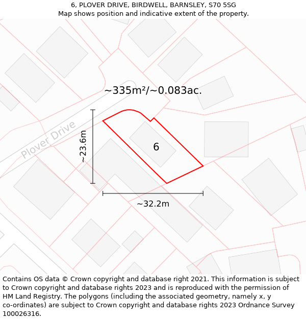 6, PLOVER DRIVE, BIRDWELL, BARNSLEY, S70 5SG: Plot and title map