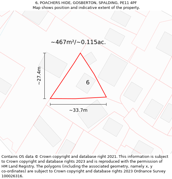 6, POACHERS HIDE, GOSBERTON, SPALDING, PE11 4PF: Plot and title map