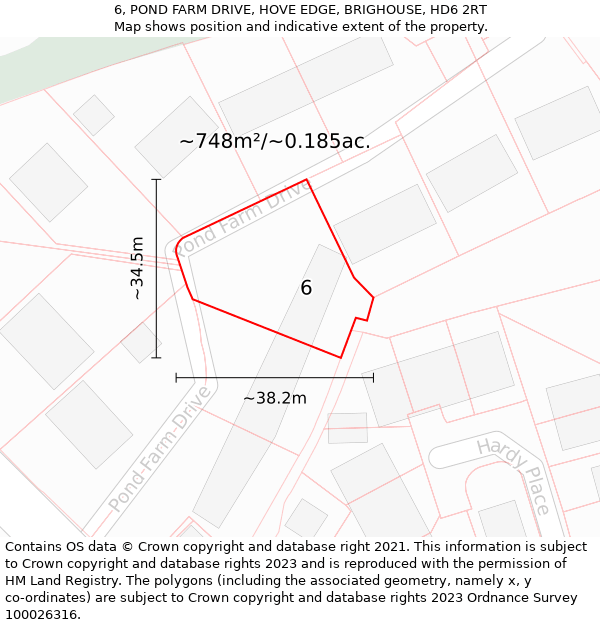 6, POND FARM DRIVE, HOVE EDGE, BRIGHOUSE, HD6 2RT: Plot and title map