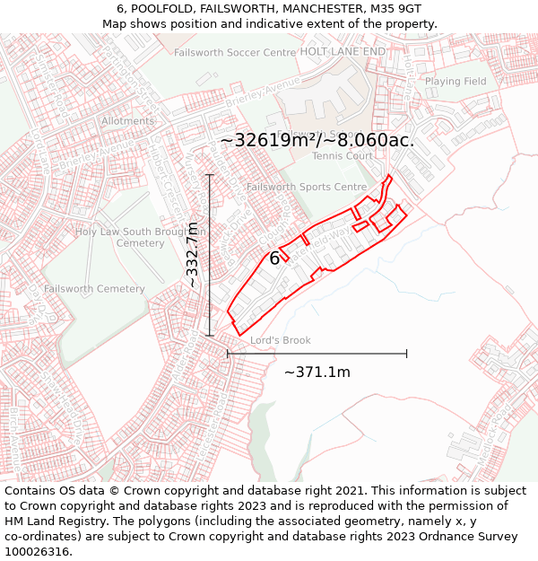 6, POOLFOLD, FAILSWORTH, MANCHESTER, M35 9GT: Plot and title map