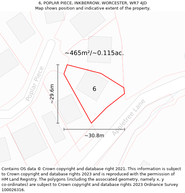 6, POPLAR PIECE, INKBERROW, WORCESTER, WR7 4JD: Plot and title map