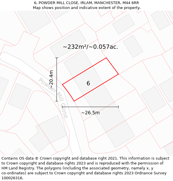 6, POWDER MILL CLOSE, IRLAM, MANCHESTER, M44 6RR: Plot and title map