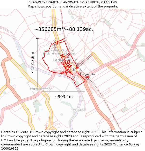 6, POWLEYS GARTH, LANGWATHBY, PENRITH, CA10 1NS: Plot and title map