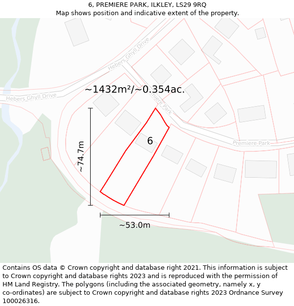 6, PREMIERE PARK, ILKLEY, LS29 9RQ: Plot and title map