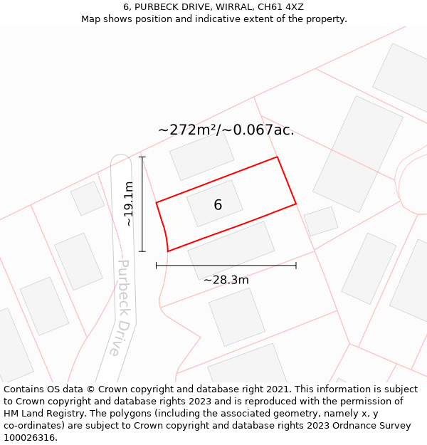 6, PURBECK DRIVE, WIRRAL, CH61 4XZ: Plot and title map