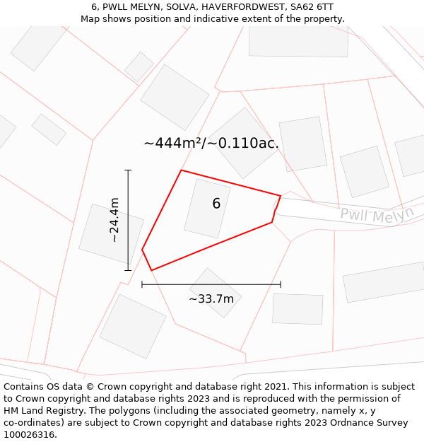 6, PWLL MELYN, SOLVA, HAVERFORDWEST, SA62 6TT: Plot and title map