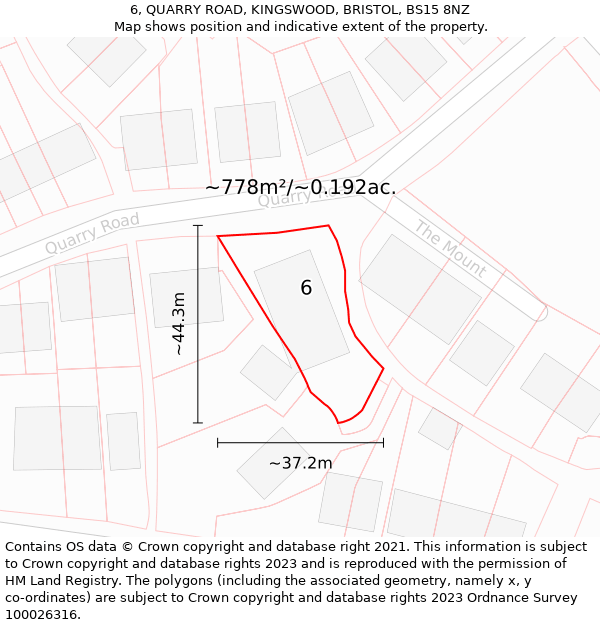 6, QUARRY ROAD, KINGSWOOD, BRISTOL, BS15 8NZ: Plot and title map