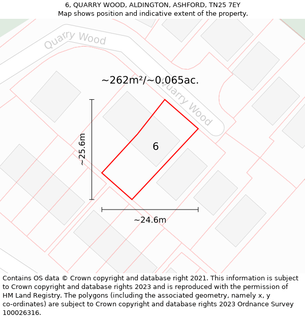 6, QUARRY WOOD, ALDINGTON, ASHFORD, TN25 7EY: Plot and title map