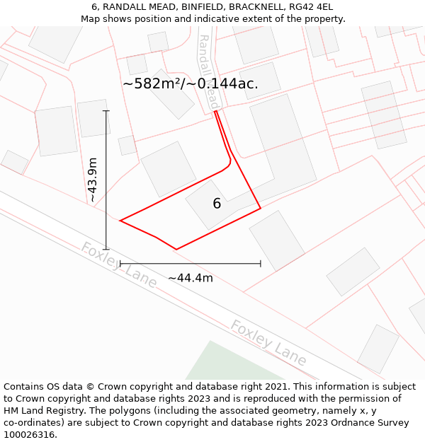 6, RANDALL MEAD, BINFIELD, BRACKNELL, RG42 4EL: Plot and title map