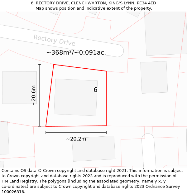 6, RECTORY DRIVE, CLENCHWARTON, KING'S LYNN, PE34 4ED: Plot and title map