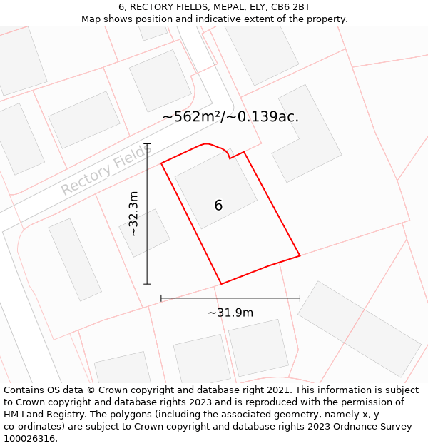 6, RECTORY FIELDS, MEPAL, ELY, CB6 2BT: Plot and title map