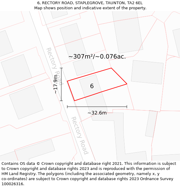 6, RECTORY ROAD, STAPLEGROVE, TAUNTON, TA2 6EL: Plot and title map