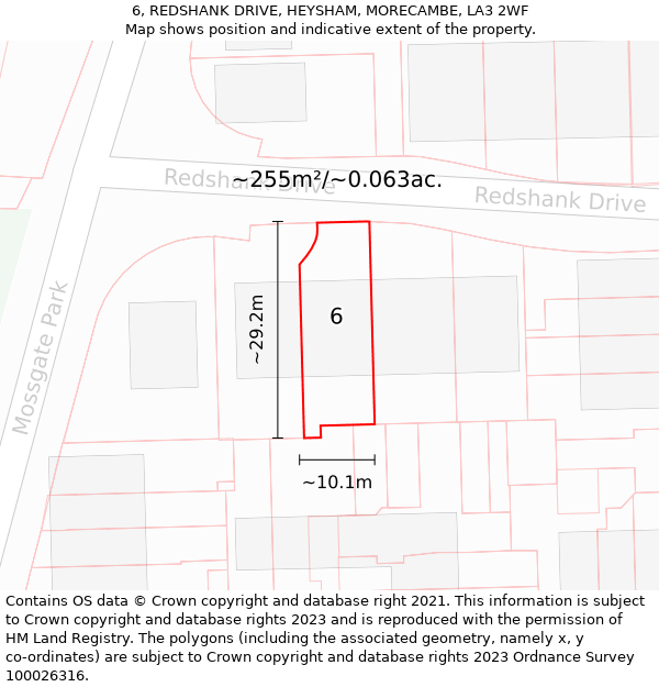 6, REDSHANK DRIVE, HEYSHAM, MORECAMBE, LA3 2WF: Plot and title map