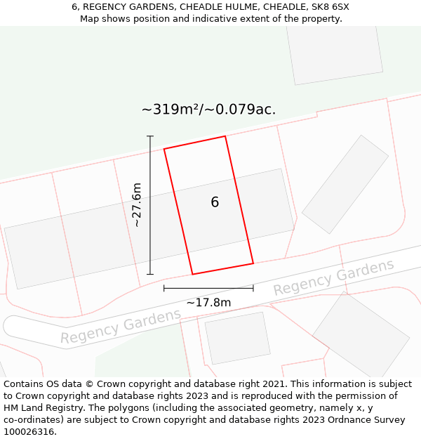 6, REGENCY GARDENS, CHEADLE HULME, CHEADLE, SK8 6SX: Plot and title map